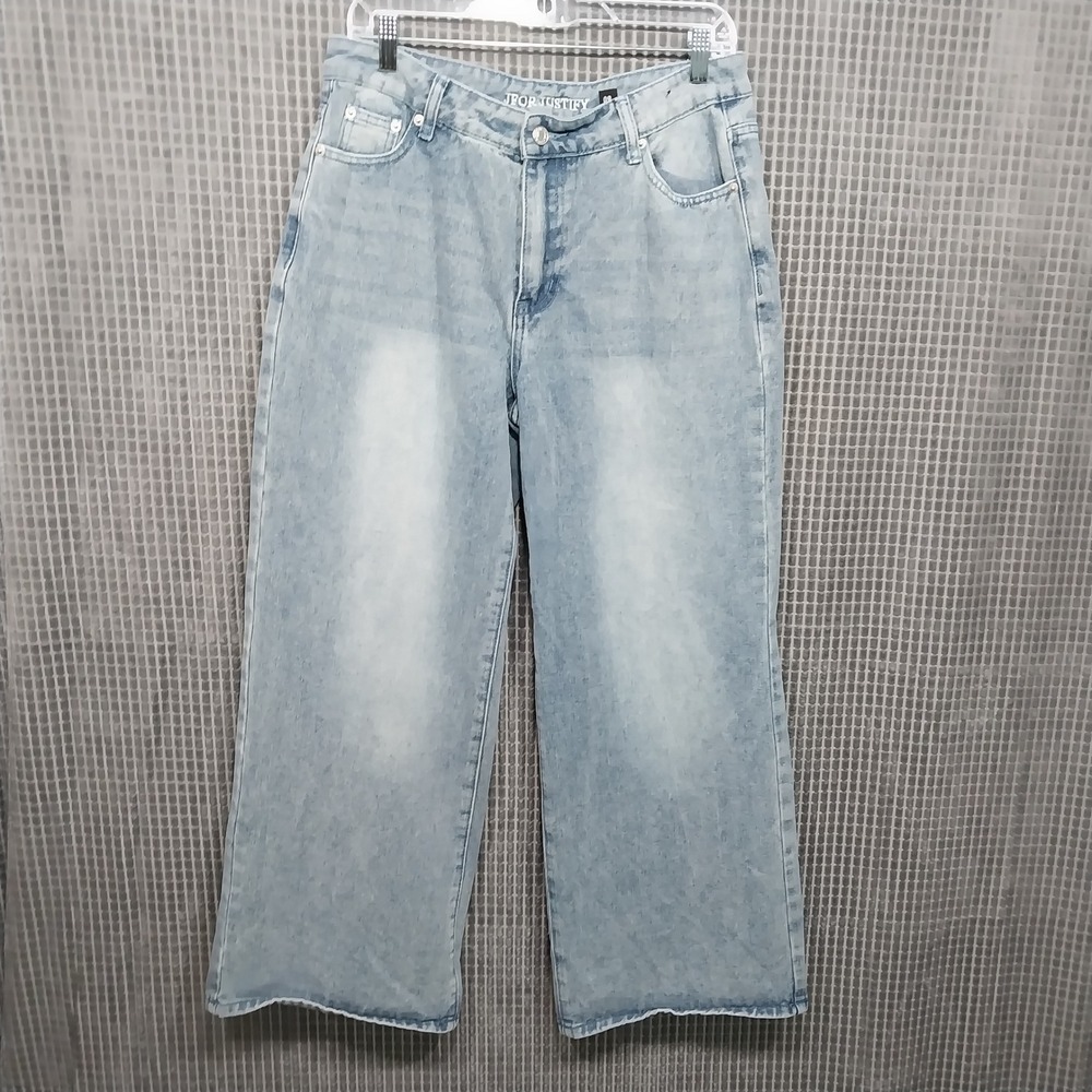 J For Justify Women Jeans USA Patch Wide Leg High Rise 09 Light Wash Blue